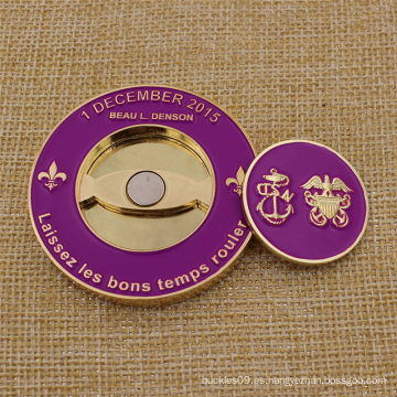 Promoción Custom Soft Esmalte de Metal Golf Ball Marker Desafío Monedas